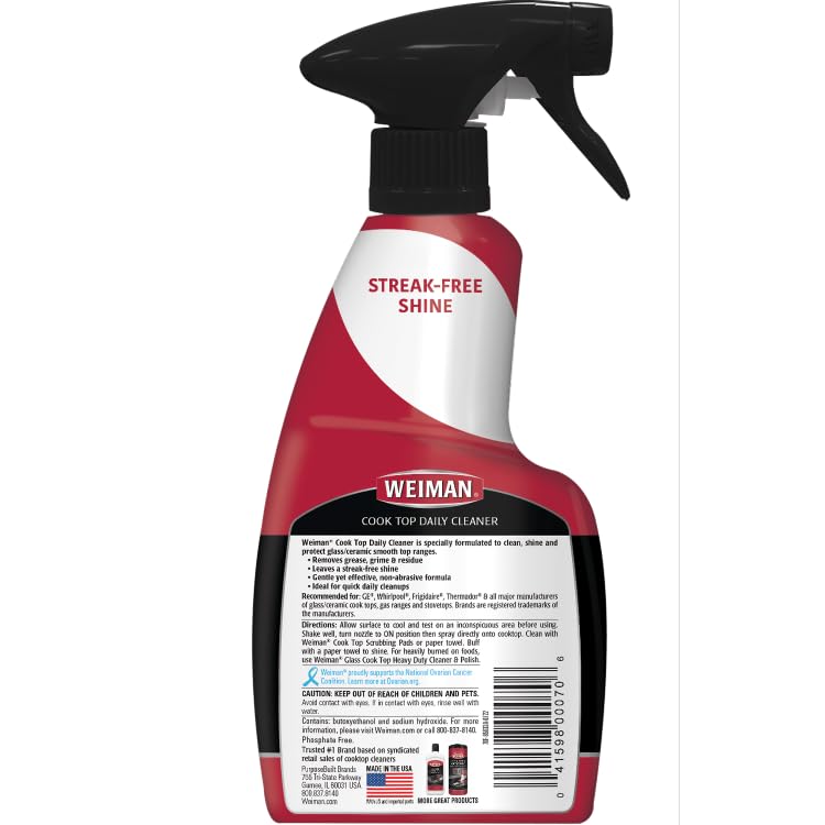 Weiman Glass & Ceramic Cooktop Cleaner - 12 oz Stovetop Polishing Solution