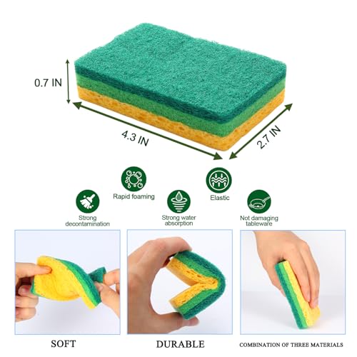 12 Pack Non-Scratch Kitchen Cleaning Sponges for Dishes