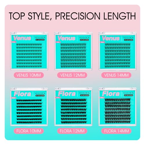VLVLOCK Venus 12mm D Curl Wispy Lash Clusters with Invisible Band