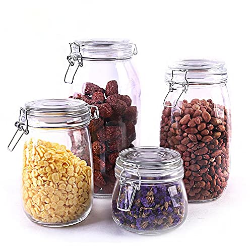 Lokusel 10oz PET Plastic Storage Jars with Airtight Hinged Lids - 2 Pack