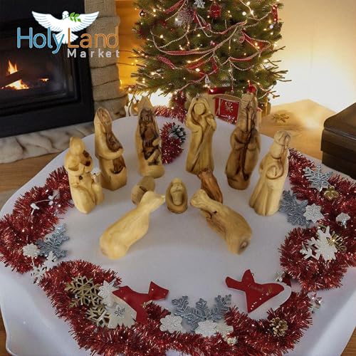 6 Inch Olive Wood Nativity Scene - Hand-Carved Bethlehem Christmas Decor