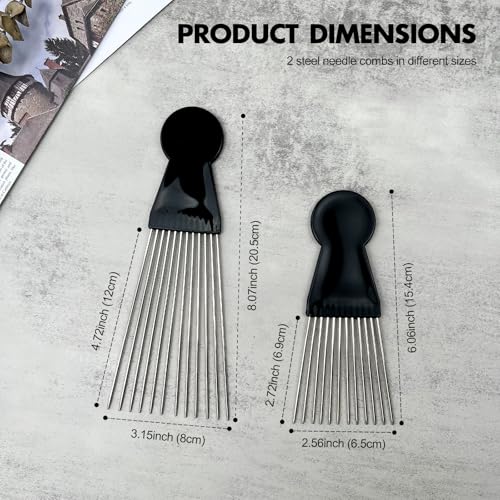 Zoolinn 2PCS Metal Afro Comb Set for Braid Styling and Detangling