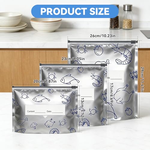 30-Pack Aluminum Foil Storage Bags with Leakproof Zipper Seal