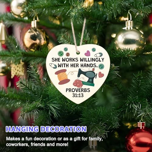 Wooden Sewing Christmas Ornament - Thoughtful Gift for Quilters and Seamstress