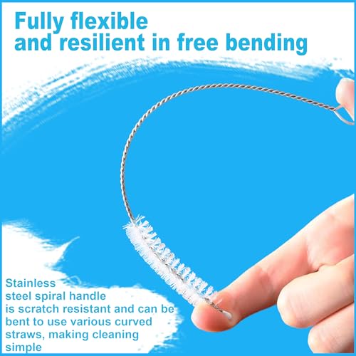 8-Piece Stainless Steel Straw Cleaner Brush Set - Nylon Bristles