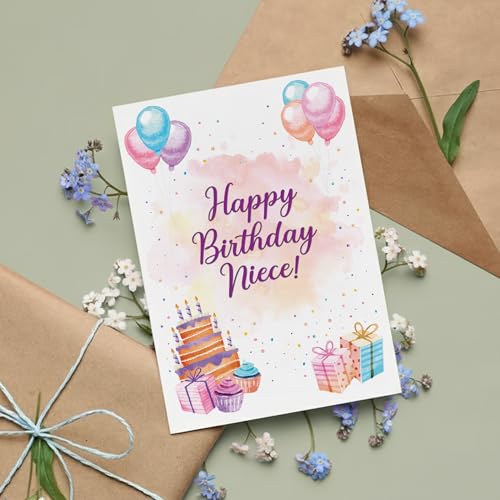 Premium A5 Birthday Card for Niece with Watercolour Design