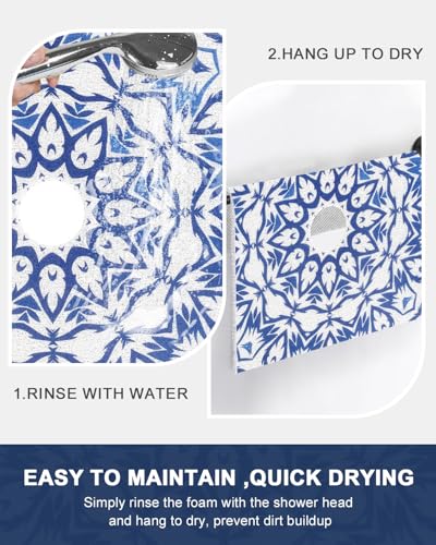 Non-Slip Shower Mat 24x24 Inch - Soft PVC with Drain Holes