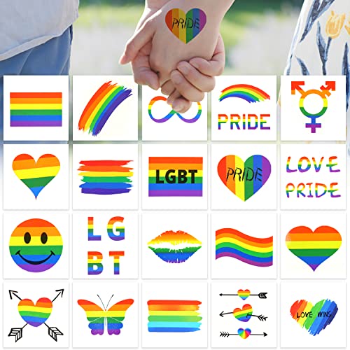 CCINEE 40 Sheets Rainbow Temporary Tattoos LGBT Pride Festival Stickers