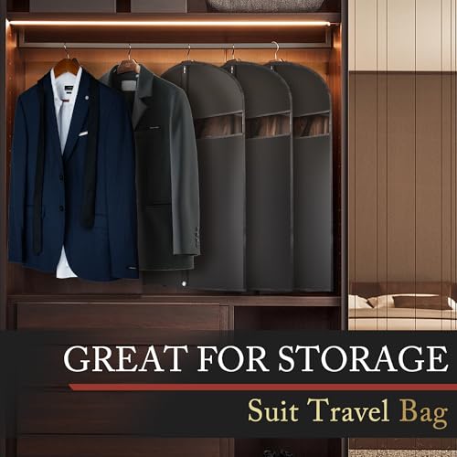 Hleelomi 2-Pack 40-Inch Garment Bags for Hanging Clothes Suit Storage Black