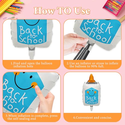 Back to School Balloons Set - 8 Pcs Foil Pencil & Crayon