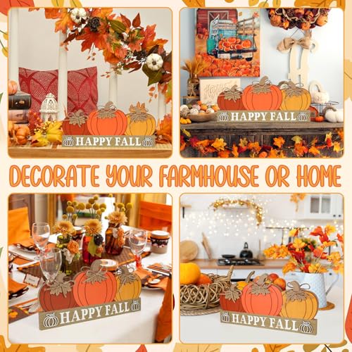 Sophena Large Wooden Pumpkin Table Sign - Rustic Fall Tiered Tray Decor