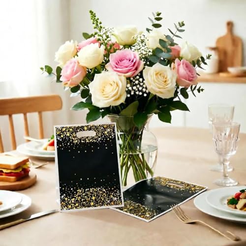 Reusable Grocery Bags - 50 Pcs Plastic Gift Bags with Star Pattern
