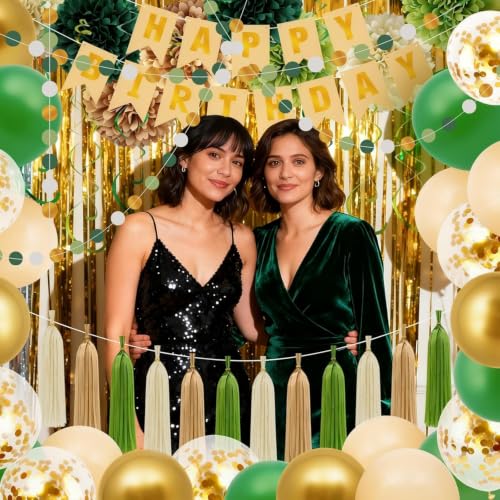 Sage Green Birthday Party Decorations Set with Banner and Balloons