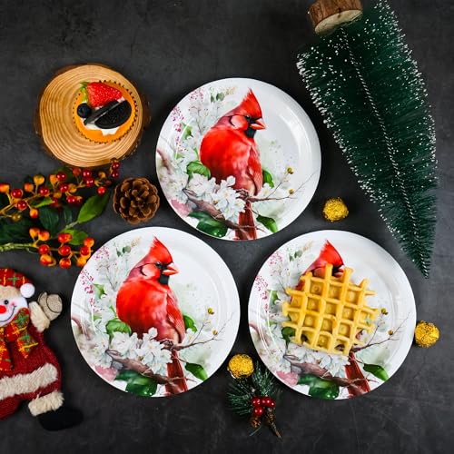 48Pcs Christmas Red Cardinal Disposable Paper Plates 7 Inch - Variation of 48 / Red Cardinal