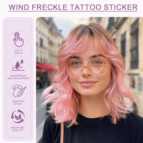 Glitter Freckle Face Tattoo Stickers Waterproof Sparkle Patches 4Pcs