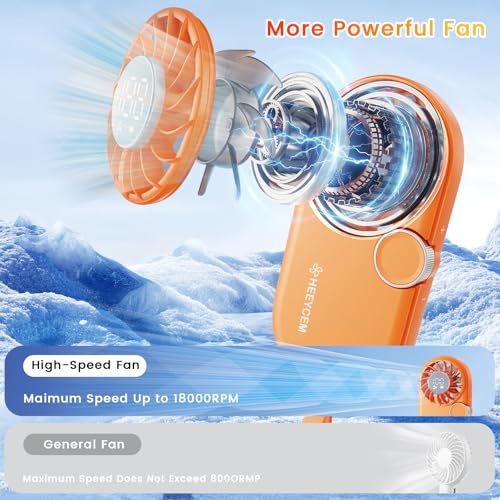 BelleRise Portable Mini Handheld Fan, Rechargeable 100-Speed Fan - Orange