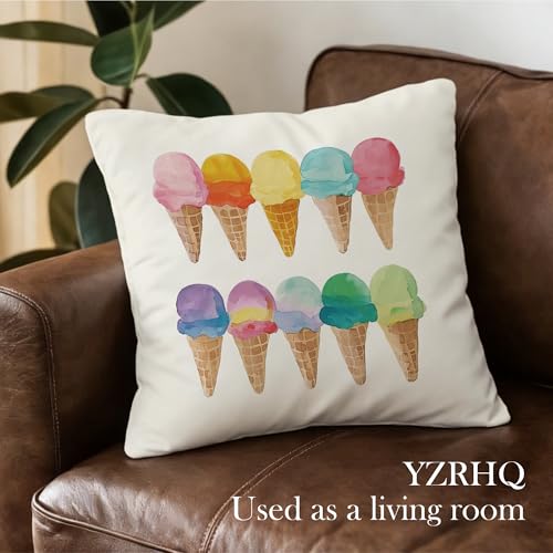 Colorful Ice Cream Throw Pillow Cover 18x18 - Double-Sided