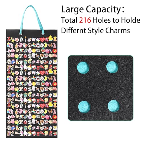 JUXYES Shoe Charms Organizer, Wall Hanging Felt Display Holder - Black