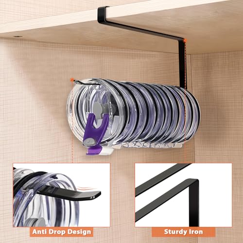 Jolensoy Black Tumbler Lid Organizer - Holds 10 Lids, Under-Cabinet Storage