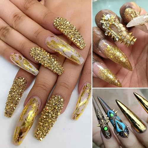 3D Metal Nail Spikes & Studs - Gold & Silver Cone Charms with Tools