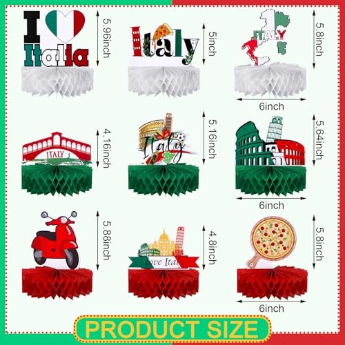 Italian Themed Honeycomb Centerpieces - 9 Pcs Party Decorations