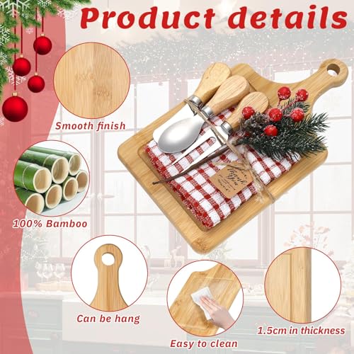 12-Piece Christmas Cheese Board Gift Set with Bamboo Cutting Board & Utensils