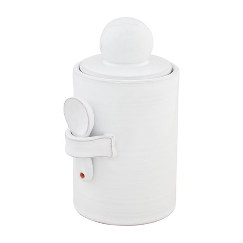Mud Pie Chunky Knob Coffee Canister; canister 7 1/2" x 4" dia | spoon 3 1/4"