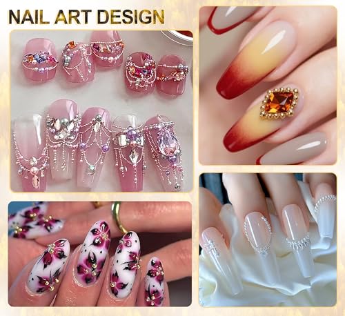 Gold & Silver Nail Caviar Beads and Flatback Pearls Set with Tools