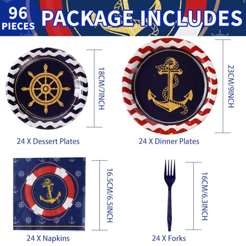 Nautical Anchor Party Supplies Kit - Plates Napkins Forks for Seafaring Celebration