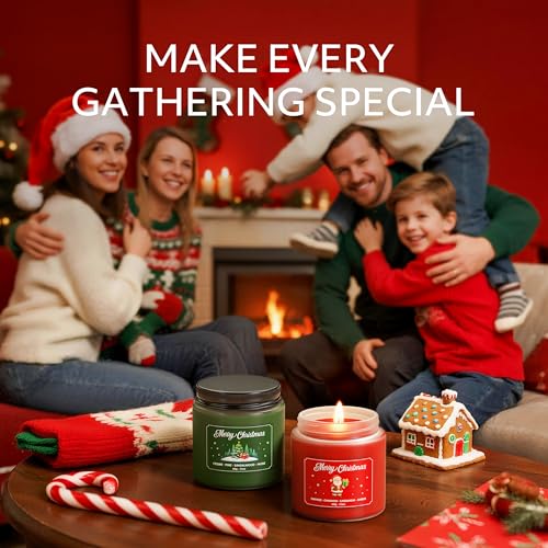 NORVENCE Christmas Scented Candle Set - Red & Green, 7 oz Each, Holiday Gift