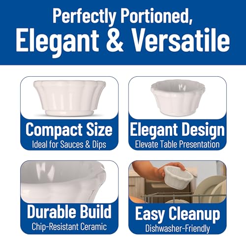 1 oz Melamine Scalloped Ramekins - Stackable Sauce Bowls