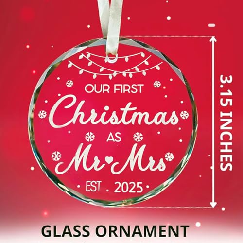 2025 First Christmas Married Ornament for Couples Newlywed Wedding Gift