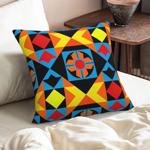 Colorful African Ethnic Print Throw Pillow Covers 18x18 - Set of 2