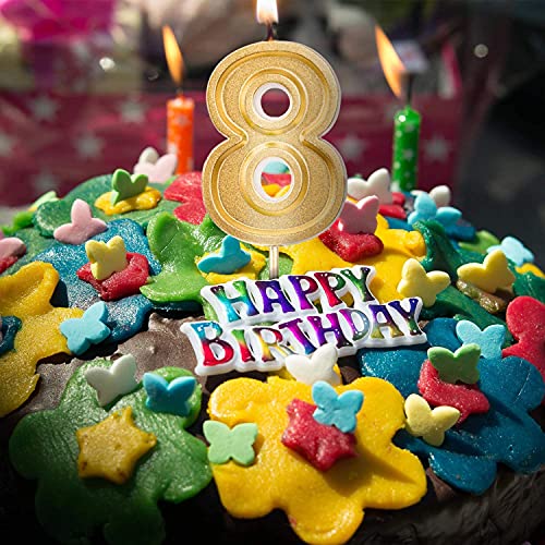 Luter Gold Glitter Number Birthday Candle 2.76 Inch Cake Topper Decoration