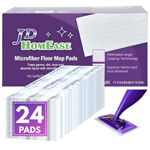 24-Pack Microfiber Replacement Pads for Swiffer WetJet Mop, 11 x 5.5 Inch