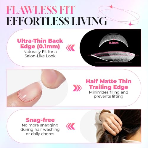 Luckyfairy Short Almond X-Soft Gel Nail Tips 150pcs Pre-Etched