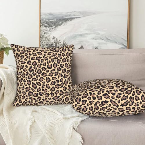 Jbofyee Leopard Throw Pillow Covers 20x20 Inch, Soft Cheetah Print Set of 2