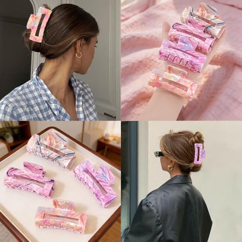 Exacoo Iridescent Marble Large Hair Claw Clips, 4.1 Inch Non-Slip
