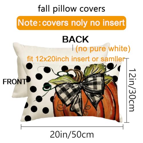 RABUSOFA Fall Pumpkin Pillow Cover 12x20 Inches Polka Dot Thanksgiving Decor