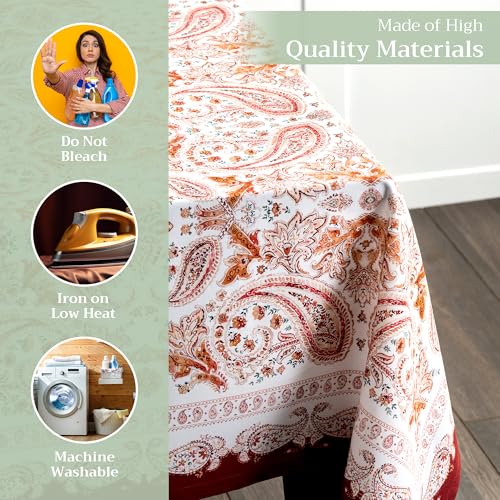 Orient Square Table Cloth 60x60 Inch Reusable Cotton Holiday Decor
