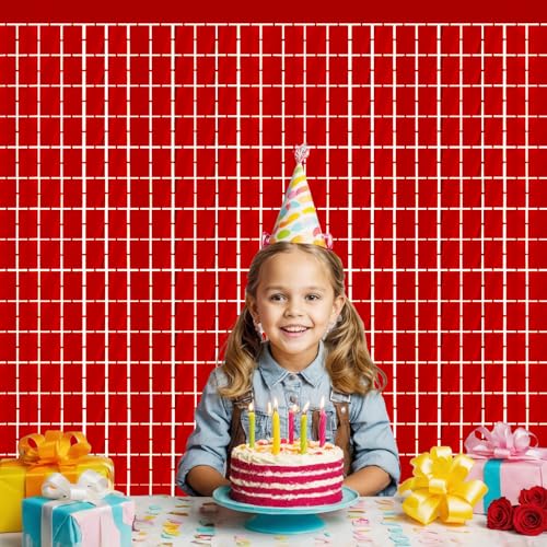 Red Metallic Foil Fringe Backdrop for Party Decorations