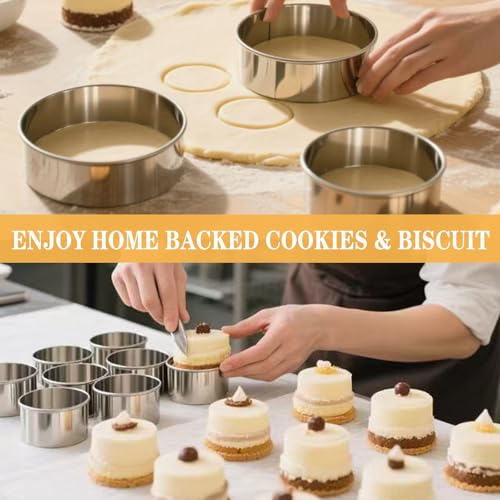 EJIUJIUO 6-Piece Stainless Steel Round Cookie Cutter Set