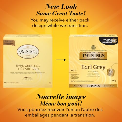Twinings Earl Grey Black Tea, 100 Individually Wrapped Tea Bags
