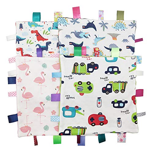 Inchant Baby Boy Tag Security Blanket - Soft Plush Taggie Blanket for Newborns & Toddlers