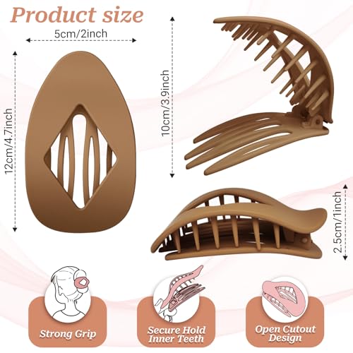 Vafada French Flat Hair Claw Clips - Large Non-Slip Matte Barrette for Thick and Thin Hair