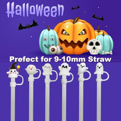 6-Pack Halloween Silicone Straw Cover Caps for Stanley Tumblers