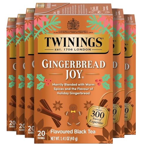 Twinings Gingerbread Joy Holiday Black Tea Bags, 20 Count