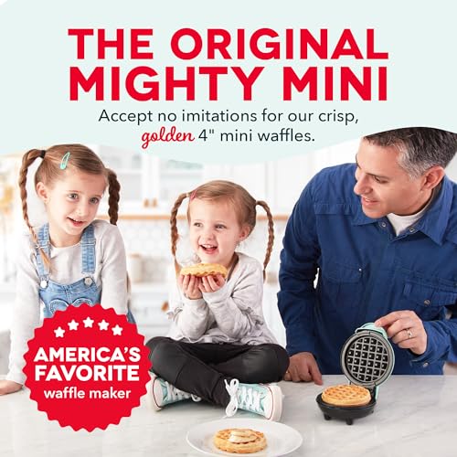 Dash Mini Waffle Maker - 4-Inch Nonstick Surface, Aqua