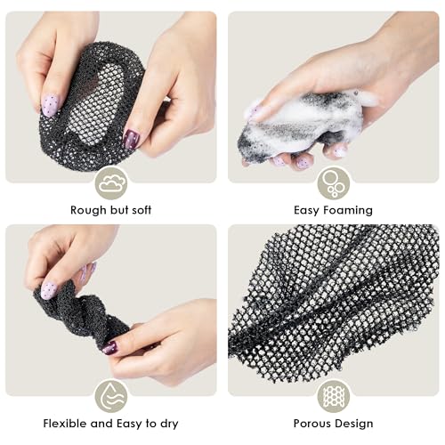 INNERNEED Exfoliating Mesh Sponge Case Cover for Body Scrubber, Black