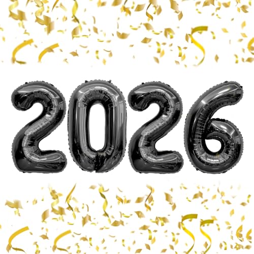 40 Inch Black 2026 Balloons for New Year & Graduation Decor